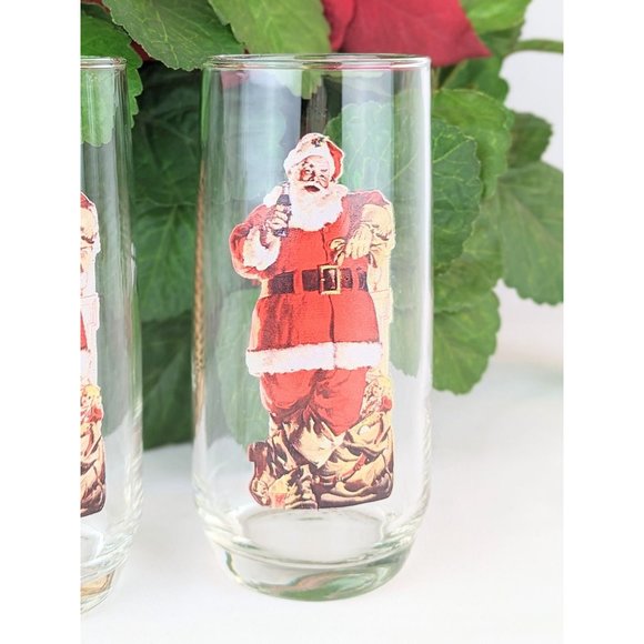Santa Claus Coca Cola Water Glasses | Set of 2 Vintage Haddon Sundblom Coca Cola - Picture 5 of 7